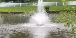 Large Fountain in Farm Pond